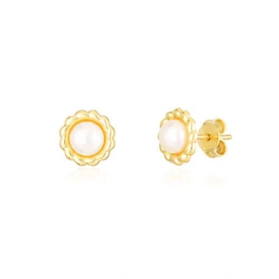 The Lovery Fine Jewelry Pearl Flower Stud Earrings In White
