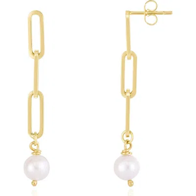 The Lovery Fine Jewelry Pearl Paperclip Link Earrings In White