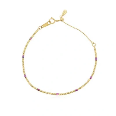The Lovery Fine Jewelry Pink And Gold Sparkle Cut Adjustable Bead Bracelet