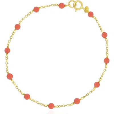 The Lovery Fine Jewelry Pink Coral Bead Chain Bracelet