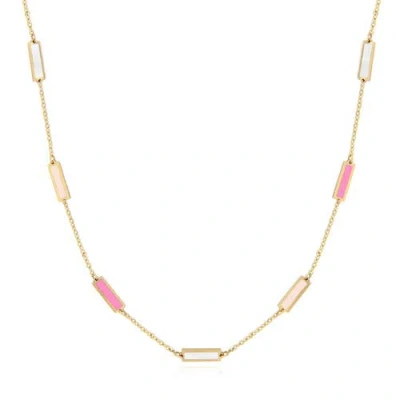 The Lovery Fine Jewelry Pink Mixed Bar Chain Necklace