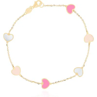 The Lovery Fine Jewelry Pink Mixed Heart Station Bracelet