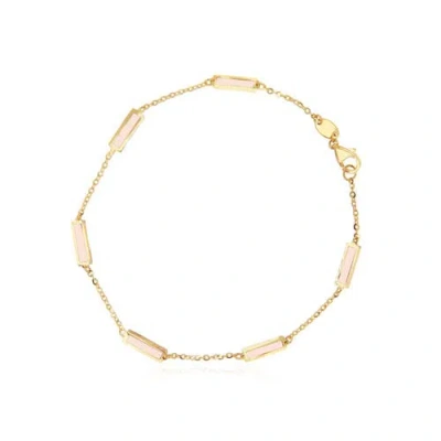 The Lovery Fine Jewelry Pink Pearl Bar Chain Bracelet