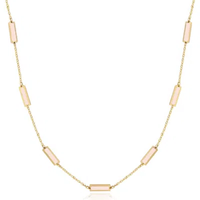 The Lovery Fine Jewelry Pink Pearl Bar Chain Necklace