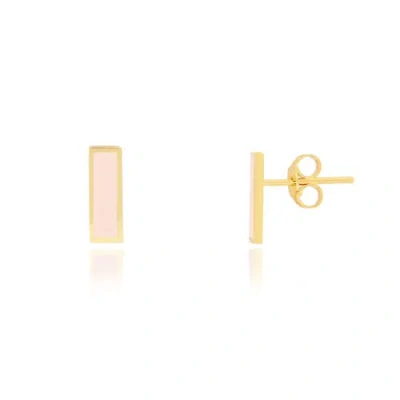The Lovery Fine Jewelry Pink Pearl Bar Stud Earrings