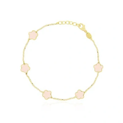 The Lovery Fine Jewelry Pink Pearl Flower Bracelet