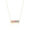 The Lovery Fine Jewelry Rainbow Sapphire Confetti Bar Necklace In Gold