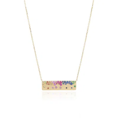 The Lovery Fine Jewelry Rainbow Sapphire Confetti Bar Necklace In Gold