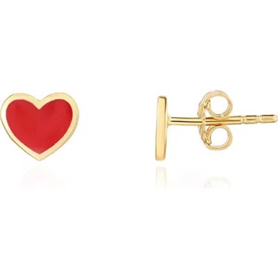 The Lovery Fine Jewelry Red Enamel Heart Stud Earrings