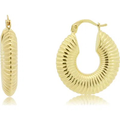 The Lovery Fine Jewelry Ribbed Gold Hoop Earrings