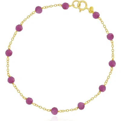The Lovery Fine Jewelry Ruby Bead Chain Bracelet In Red