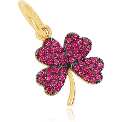The Lovery Fine Jewelry Ruby Clover Charm In Red