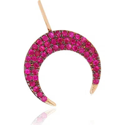 The Lovery Fine Jewelry Ruby Crescent Horn Charm In Red