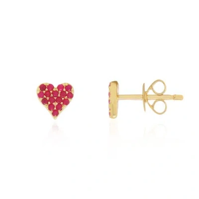 The Lovery Fine Jewelry Ruby Heart Stud Earrings In Gold