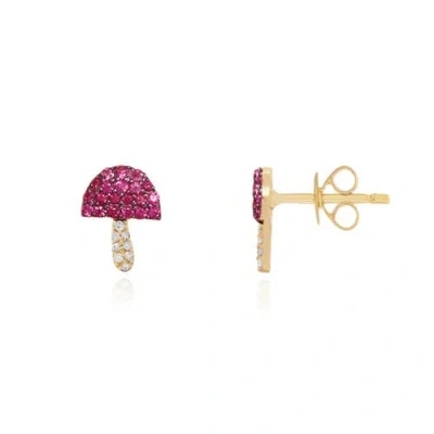 The Lovery Fine Jewelry Ruby Mushroom Stud Earrings In Pink