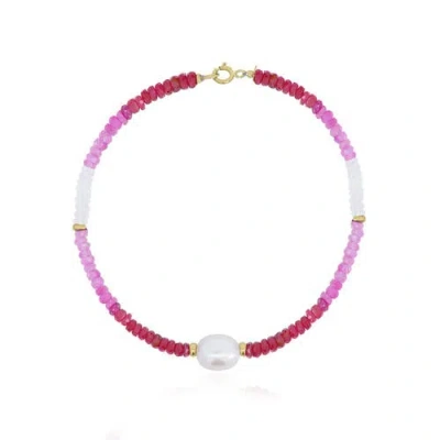 The Lovery Fine Jewelry Ruby Ombre Bead Pearl Bracelet In Red