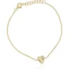 The Lovery Fine Jewelry Skinny Fluted Gold Diamond Heart Bracelet In Gold