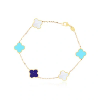 The Lovery Fine Jewelry Small Blue Mixed Clover Bracelet