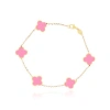 The Lovery Fine Jewelry Small Bubblegum Pink Clover Bracelet In Pink