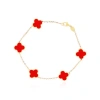 The Lovery Fine Jewelry Small Coral Clover Bracelet In Orange