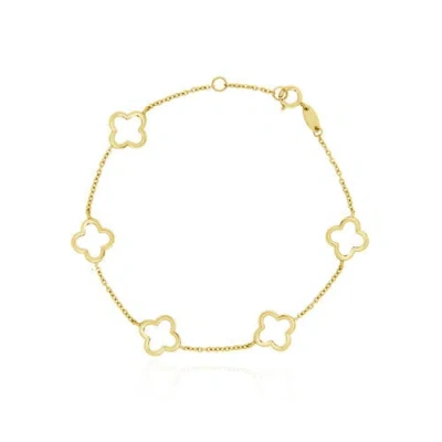 The Lovery Fine Jewelry Small Gold Open Clover Bracelet