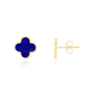 The Lovery Fine Jewelry Small Lapis Clover Stud Earrings In Blue