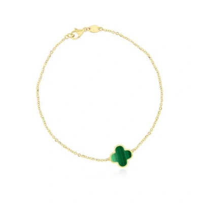 The Lovery Fine Jewelry Small Malachite Single Clover Bracelet In Green
