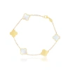 The Lovery Fine Jewelry Small Mother Of Pearl And Gold Clover Bracelet In Multi