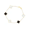 The Lovery Fine Jewelry Small Mother Of Pearl And Onyx Mixed Clover Bracelet