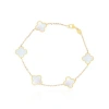 The Lovery Fine Jewelry Small Mother Of Pearl Clover Bracelet In Silver
