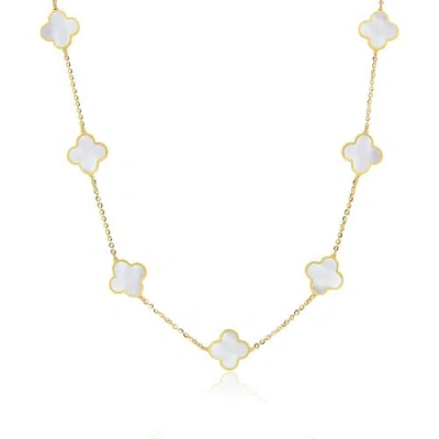 The Lovery Fine Jewelry Small Mother Of Pearl Clover Necklace In Silver