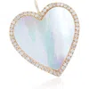 The Lovery Fine Jewelry Small Mother Of Pearl Diamond Heart Charm In Silver