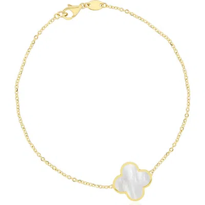 The Lovery Fine Jewelry Small Mother Of Pearl Single Clover Bracelet In Silver