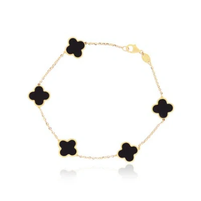 The Lovery Fine Jewelry Small Onyx Clover Bracelet In Black