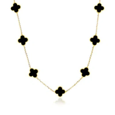 The Lovery Fine Jewelry Small Onyx Clover Necklace