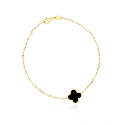 The Lovery Fine Jewelry Small Onyx Single Clover Bracelet In Black