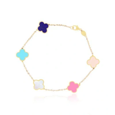 The Lovery Fine Jewelry Small Pastel Mixed Clover Bracelet