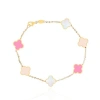 The Lovery Fine Jewelry Small Pink Mixed Clover Bracelet