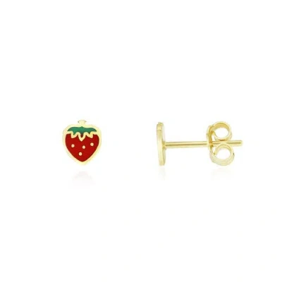 The Lovery Fine Jewelry Strawberry Enamel Stud Earrings In Red
