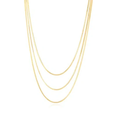 The Lovery Fine Jewelry Triple Strand Herringbone Necklace In Gold