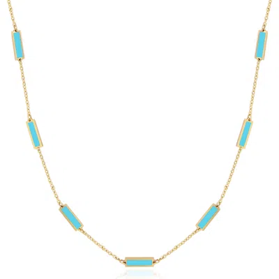 The Lovery Fine Jewelry Turquoise Bar Chain Necklace In Blue