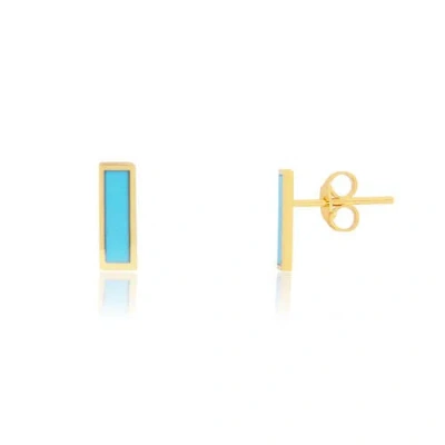 The Lovery Fine Jewelry Turquoise Bar Stud Earrings In Blue