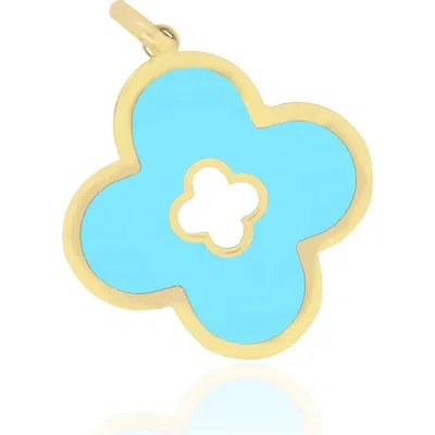 The Lovery Fine Jewelry Turquoise Clover Cut Out Charm In Blue