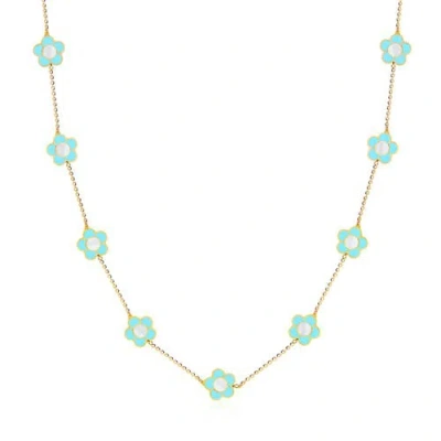 The Lovery Fine Jewelry Turquoise Daisy Necklace In Blue