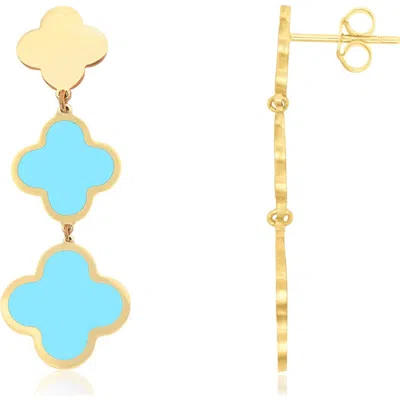 The Lovery Fine Jewelry Turquoise Graduating Clover Dangle Earrings In Blue