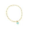 The Lovery Fine Jewelry Turquoise Heart Paperclip Bracelet In Gold