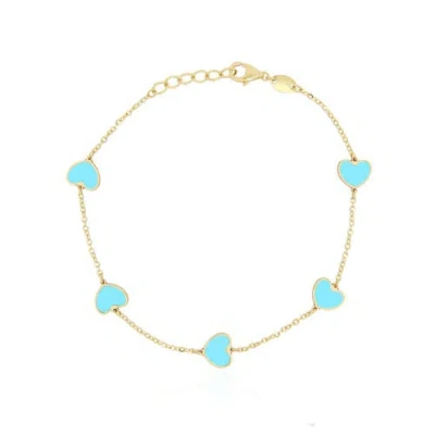The Lovery Fine Jewelry Turquoise Heart Station Bracelet In Blue