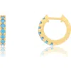 The Lovery Fine Jewelry Turquoise Huggie Hoop Earrings In Gold