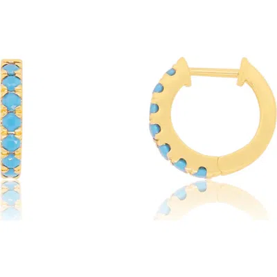 The Lovery Fine Jewelry Turquoise Huggie Hoop Earrings In Gold