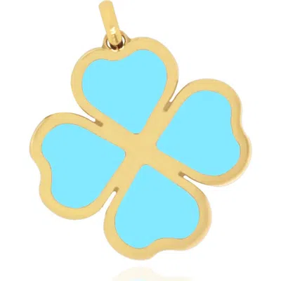 The Lovery Fine Jewelry Turquoise Lucky Clover Charm In Blue